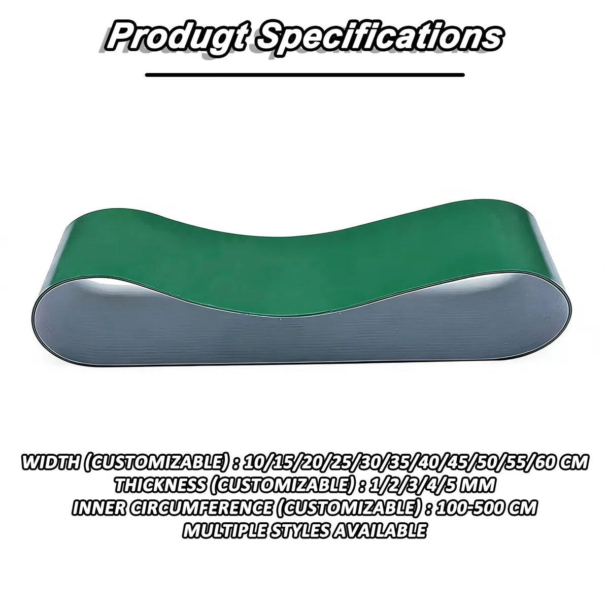 Courroie transporteuse en PVC résistant à l'usure – Rouleau de feuille plate de rechange pour tambour d'entraînement industriel de 100 à 500 cm, vert 55 x 240 cm