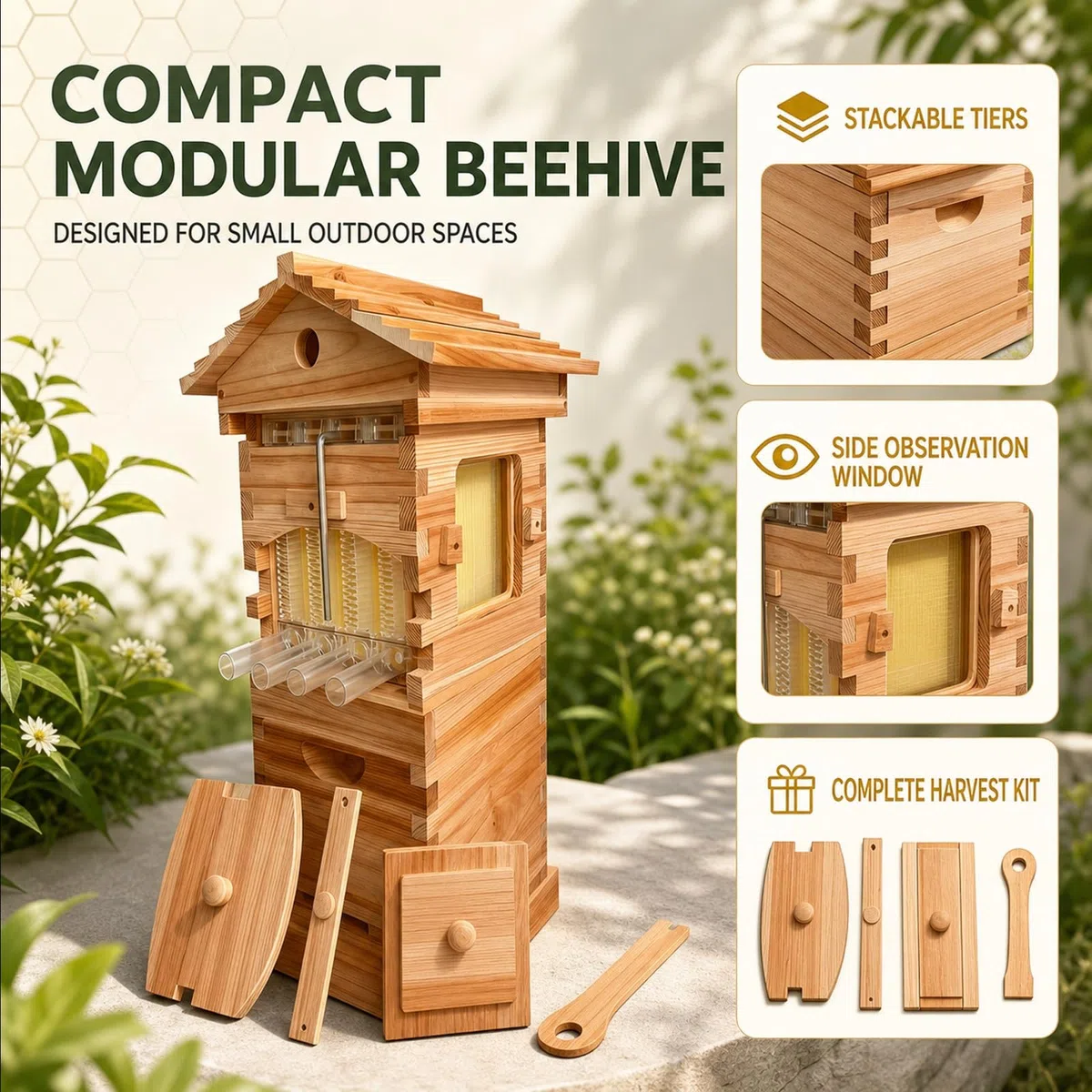 Kit D'apiculture Pour Débutants, Ensemble Complet De Ruche Cirée Avec Extracteur De Miel, Ne Dérange Pas Les Abeilles, Convient Aux Débutants