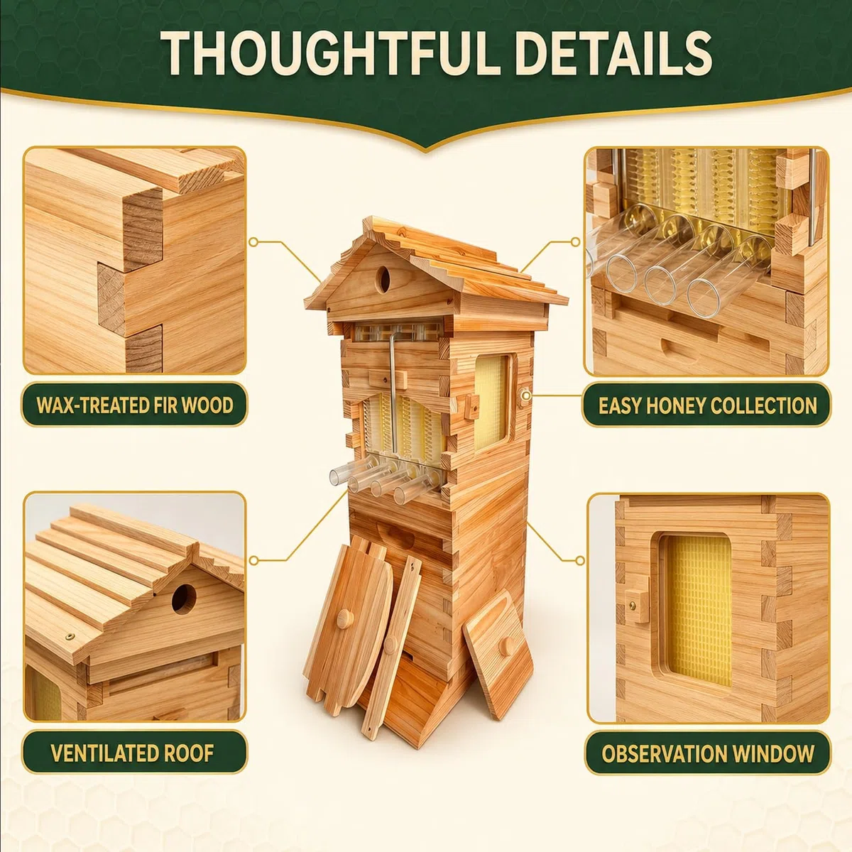 Kit D'apiculture Pour Débutants, Ensemble Complet De Ruche Cirée Avec Extracteur De Miel, Ne Dérange Pas Les Abeilles, Convient Aux Débutants