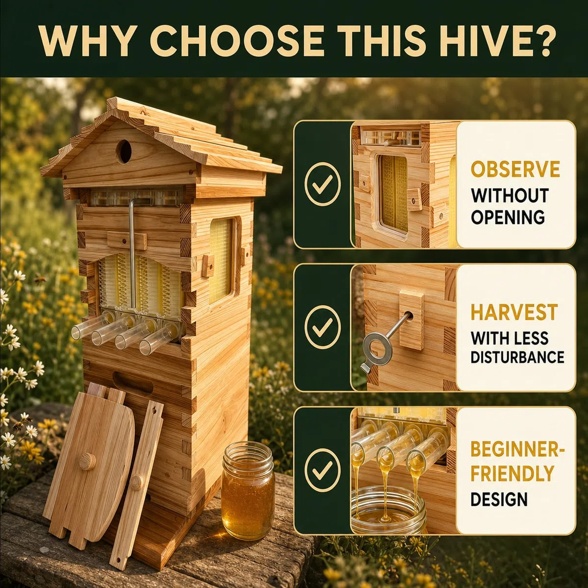 Kit D'apiculture Pour Débutants, Ensemble Complet De Ruche Cirée Avec Extracteur De Miel, Ne Dérange Pas Les Abeilles, Convient Aux Débutants