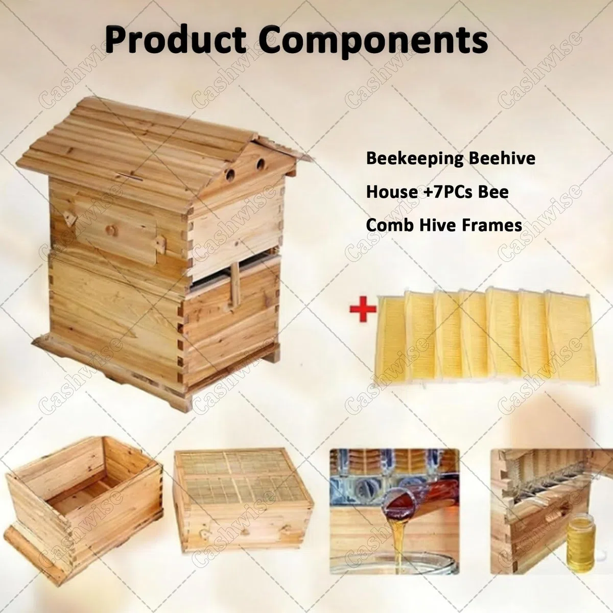 Kits d'apiculture pour débutants, Ruche à Miel avec fenêtre d'observation, 7 Cadres de couvain et système d'extraction de Miel intégré, pour l'apiculture de Jardin. Ruche cabane.