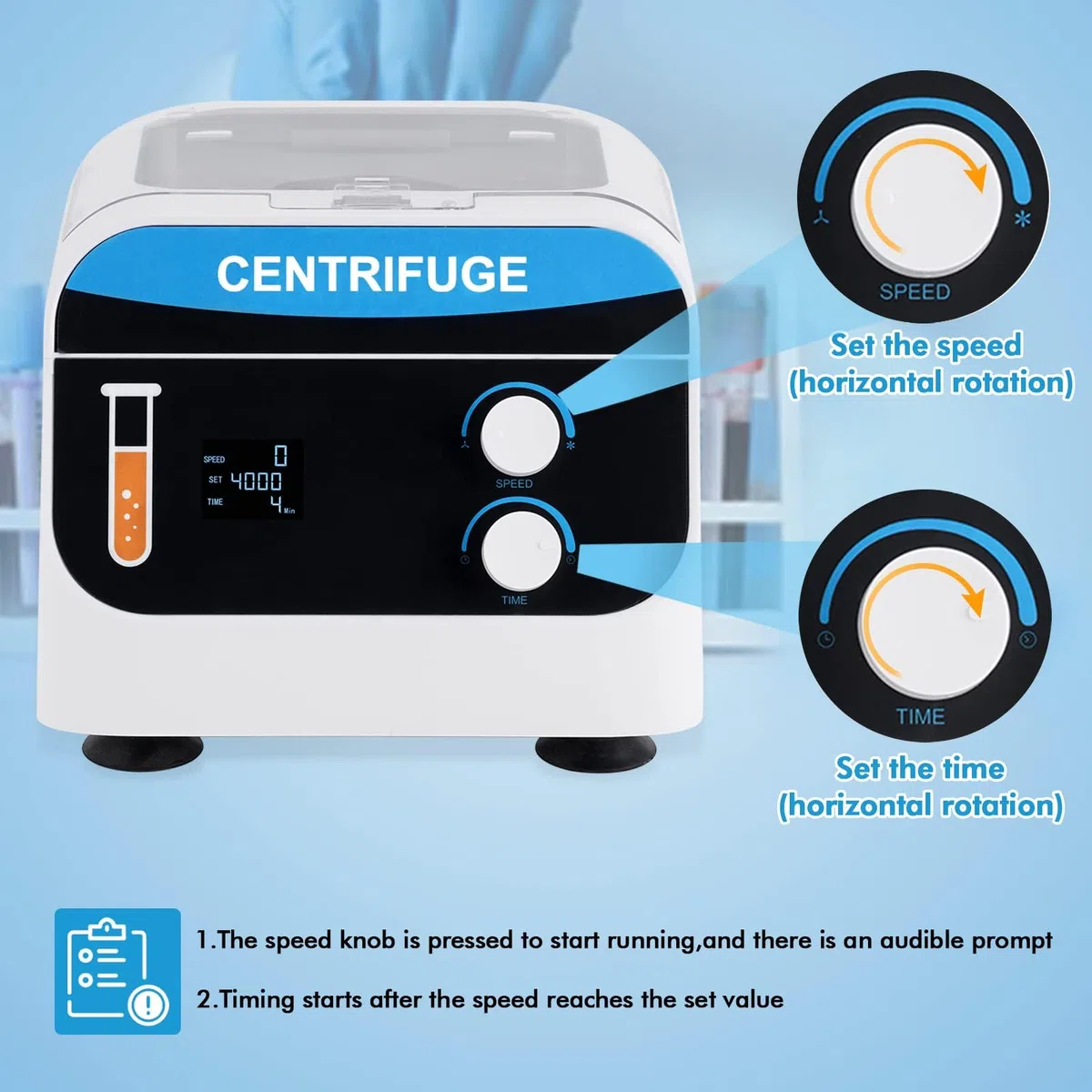 YUCHENGTECH Centrifugeuse de Laboratoire 20mlx8 0-4000 tr/min 0-999 Min