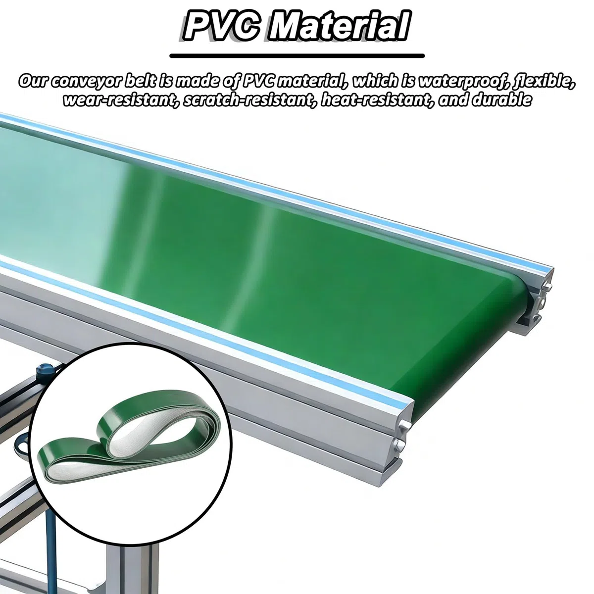 Courroie transporteuse en PVC résistant à l'usure – Rouleau de feuille plate de rechange pour tambour d'entraînement industriel de 100 à 500 cm, vert 55 x 240 cm
