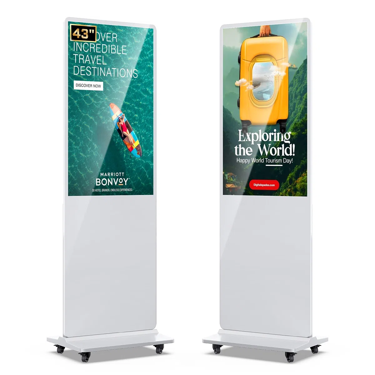 Écran Publicitaire Numérique, 43 Pouce Ecran D'affichage Publicitaire, Kiosque Tactile 2K UHD, Interactif Ecran Affichage Dynamique, Totem de Signalétique LCD pour Magasin, Publicité & Retail