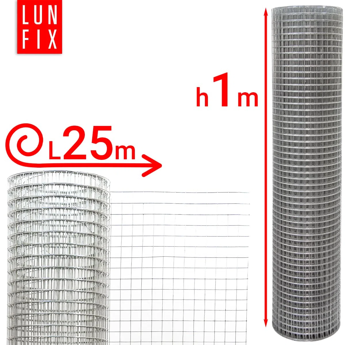 Grillage métallique, galvanisé, 19 x 19 mm, 1,4 mm, 1,0 m x 25 m