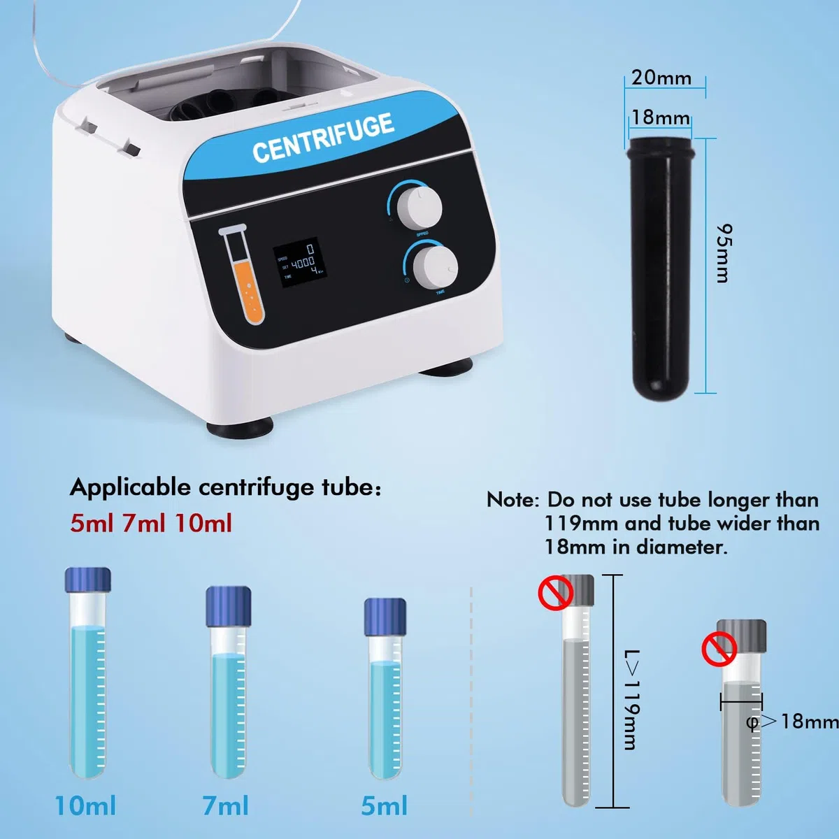 YUCHENGTECH Centrifugeuse de Laboratoire 20mlx8 0-4000 tr/min 0-999 Min