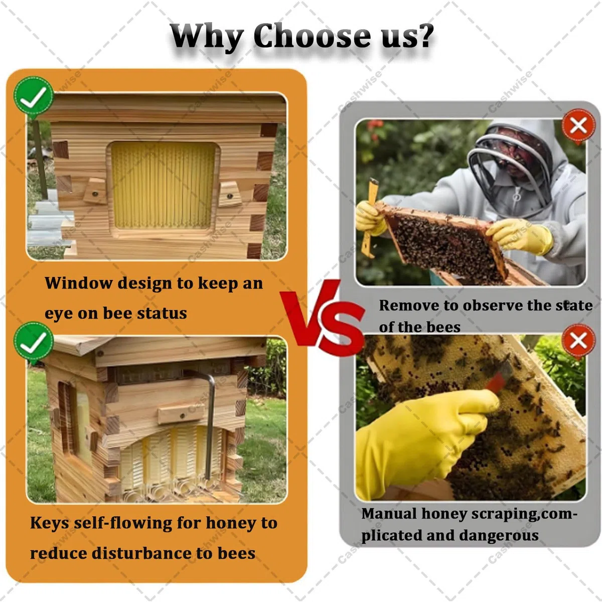 Kits d'apiculture pour débutants, Ruche à Miel avec fenêtre d'observation, 7 Cadres de couvain et système d'extraction de Miel intégré, pour l'apiculture de Jardin. Ruche cabane.