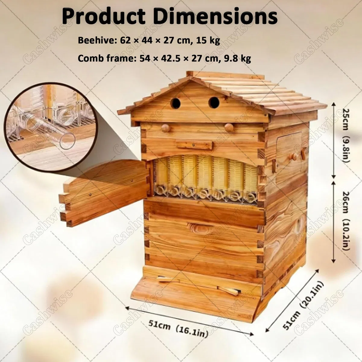 Kits d'apiculture pour débutants, Ruche à Miel avec fenêtre d'observation, 7 Cadres de couvain et système d'extraction de Miel intégré, pour l'apiculture de Jardin. Ruche cabane.