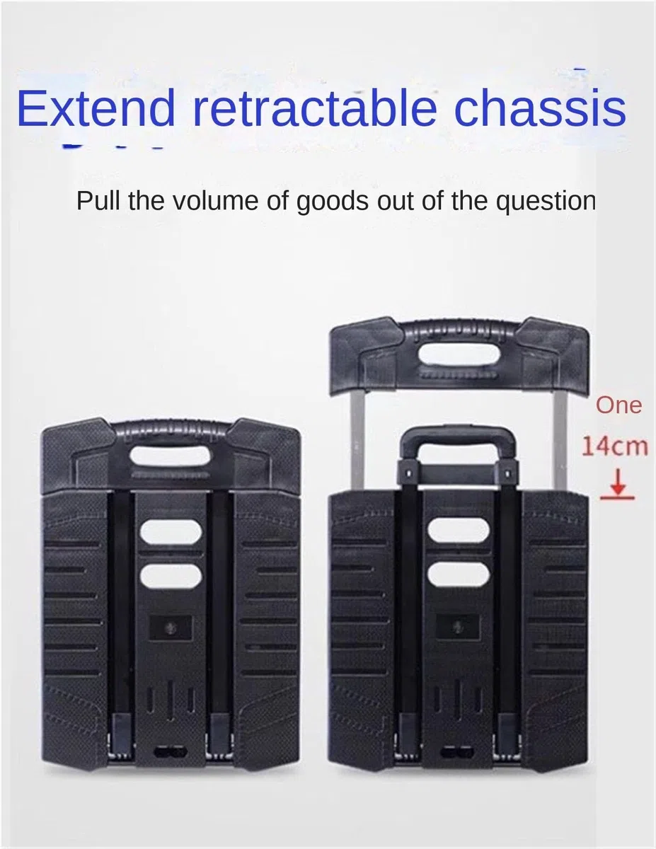 Diable pliable à 6 roues avec poignée extensible – Chariot cargo robuste pour bagages et atelier (5,1 cm)